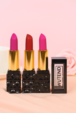WUTEND Lipstick Pack of 3 – Rani, Red & Pink Shades | Ultra-Matte, Long-Lasting & Smudge-Proof | Vibrant Everyday to Party Trio