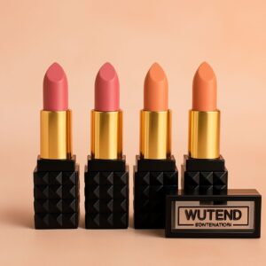 WUTEND Lipstick Pack of 4 – 2 Nude Pink & 2 Peach Shades | Ultra-Matte, Long-Lasting & Smudge-Proof | Soft Nude Peach & Pink Collection