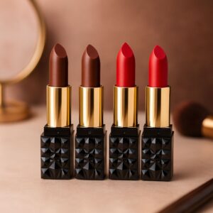 WUTEND Lipstick Pack of 4 – 2 Coffee & 2 Red Shades | Ultra-Matte, Long-Lasting & Smudge-Proof | Nude Coffee Browns & Bold Reds Combo