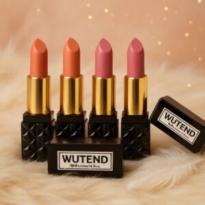 WUTEND Lipstick Pack of 4 – 2 Peach & 2 Nude Pink Shades | Ultra-Matte, Long-Lasting & Smudge-Proof | Soft Everyday Nude Collection