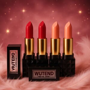 WUTEND Lipstick Pack of 4 – 2 Red & 2 Peach Shades | Ultra-Matte, Long-Lasting & Smudge-Proof | Bold Red & Soft Peach Combo