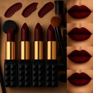 Wutend Multi-Chocho Maroon Lipstick Pack of 4 | Premium Ultra Matte Finish | Long-Lasting, Smudge-Proof & Transfer-Resistant | Highly Pigmented, Lightweight & Moisturizing Lip Color Set for All Skin Tones