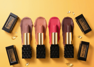 Pack of 4 Matte Lipsticks Tan Caramel Pink Mehroon Pink Peach Shades Velvet Finish